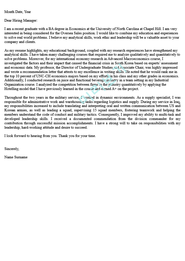  GM Korea - 해외영업 인턴 자소서 영문 Cover Letter   (1 )